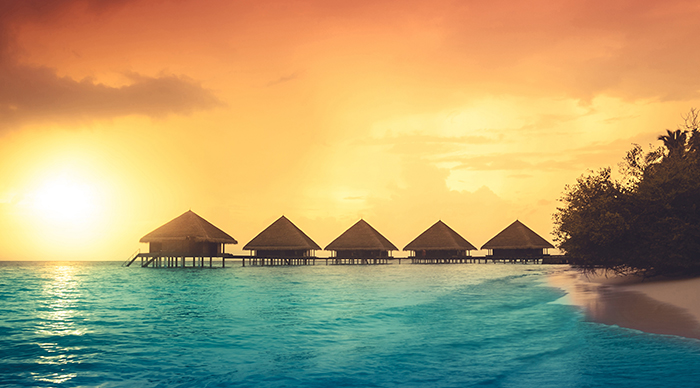 Sunset views on the island of Maldives