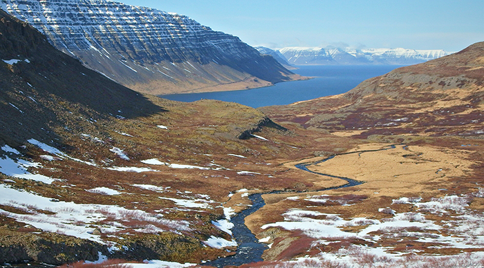 The spectacular view of a fjord in the westfjords of Iceland