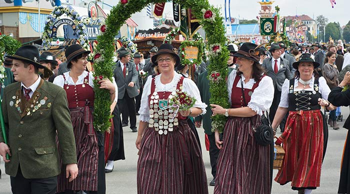 Women's wearing the traditional costumes at the annual Oktoberfest