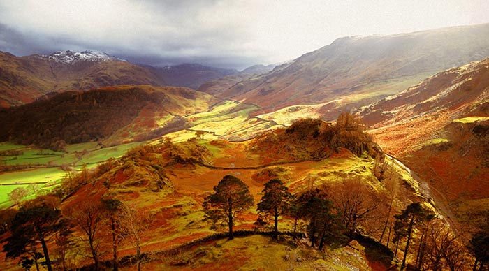 A picturesque view of the Lake District National Park in Cumbria England