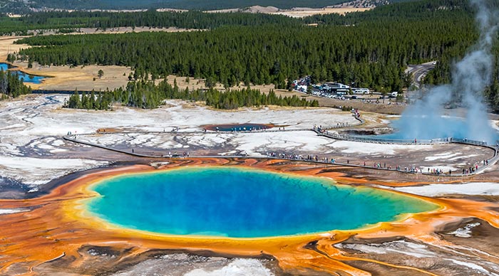 Grand Prismatic Hot Spring in Yellowstone National Park USA