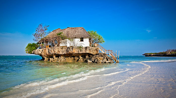 Rock Restaurant over the sea in Zanzibar Tanzania