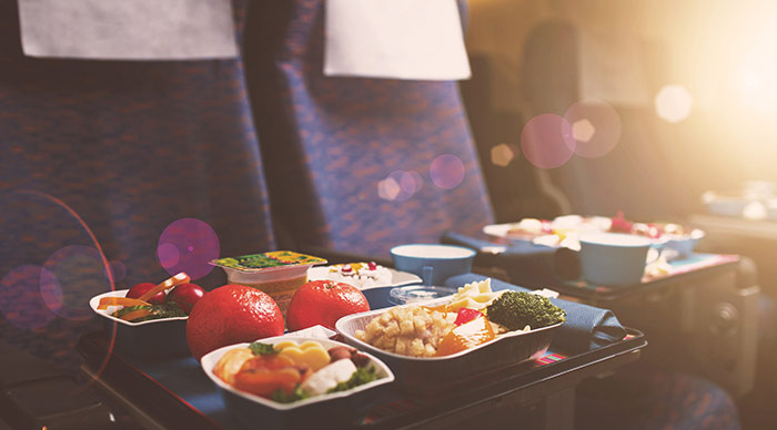 Vegeterian food served during a flight