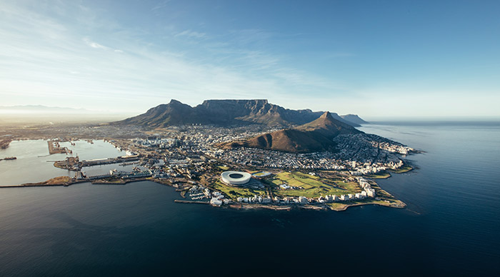 View of cape town city with table mountain cape town harbour lion's head and devil's peak South Africa