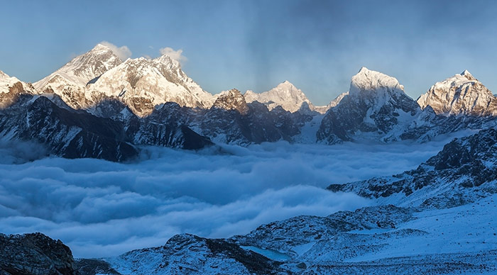 Everest panoramic view from Renjo La pass