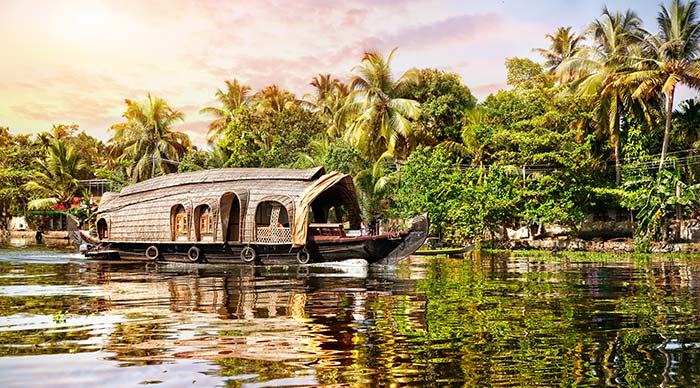 House boat in backwaters in Alappuzha Kerala India