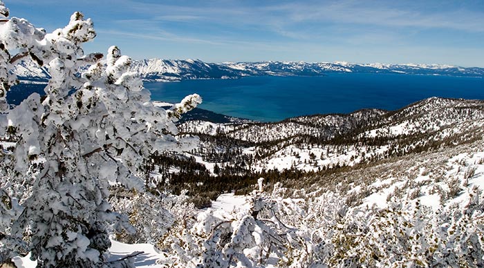 Lake Tahoe as seen during winter from a ski resort