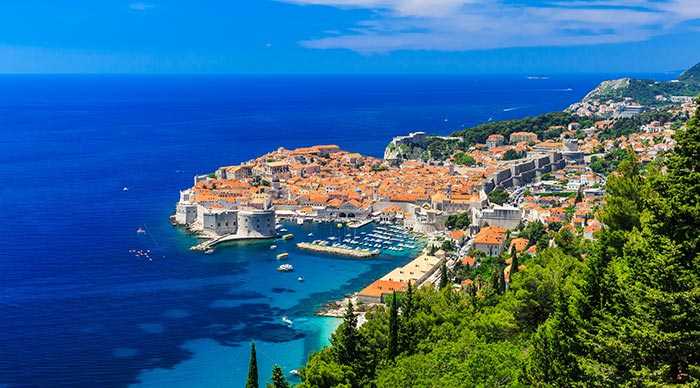 A panoramic view of the walled city Dubrovnik Croatia