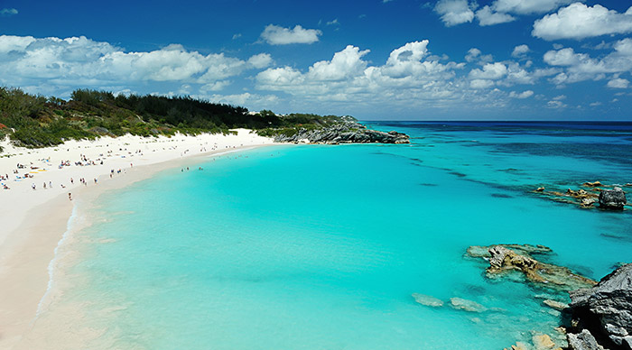 People enjoying vacation in Pink Sand beach Bermuda