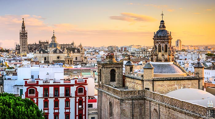Seville skyline as seen during dusk