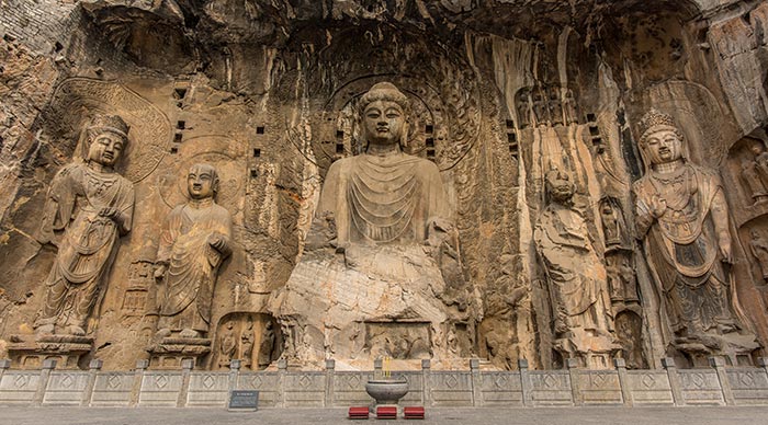 Buddha statue in the rock at yungang grottoes