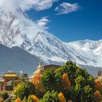 Mount Manaslu as seen from Manaslu circuit trek