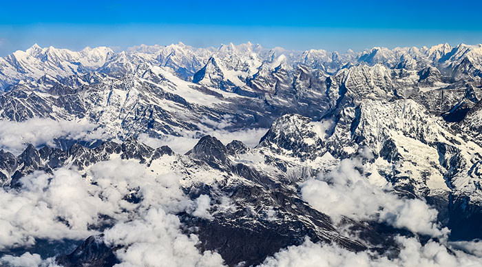 Aerial view of Everest Mountain range