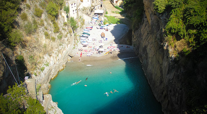 Aerial view of Fiord Furore in Amalfi