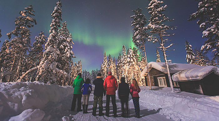 Beautiful picture of massive multicoloured green vibrant Aurora Borealis